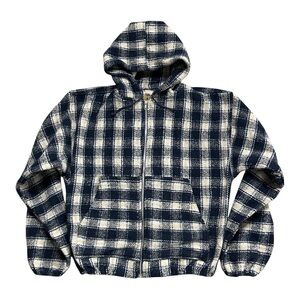 Vintage 90’s Earth Ragz Plaid Flannel Grunge Zippered Hooded Jacket size Medium